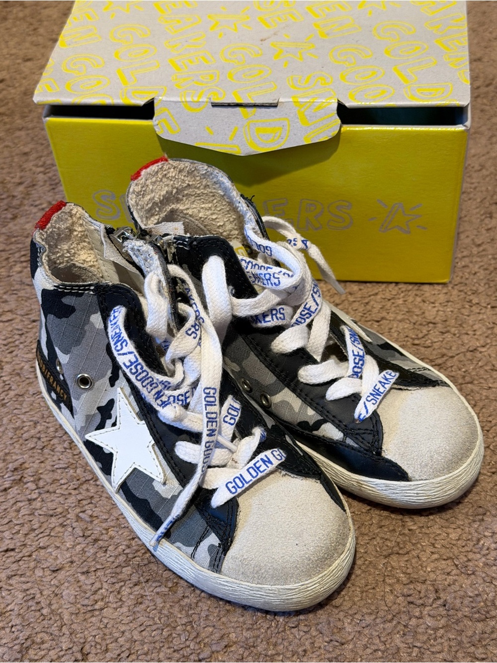 Golden Goose Kids Black & Gray Camo High-Top Sneakers with White Star